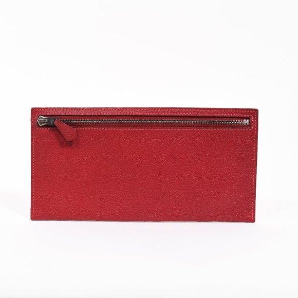 Hermès Red Chevre Leather Zip Zap Pouch Vintage Luxury Accessory - Picture 1 of 4